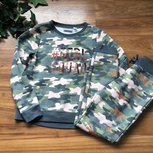 Girl Squad Camo Sweatshirt & Jogger NWOT 10-12